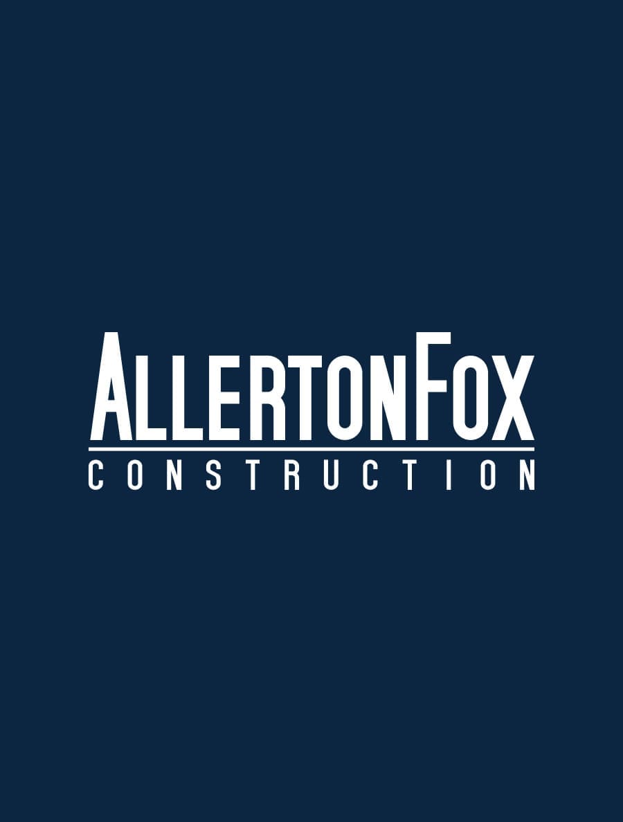 Blue background with AllertonFox logo